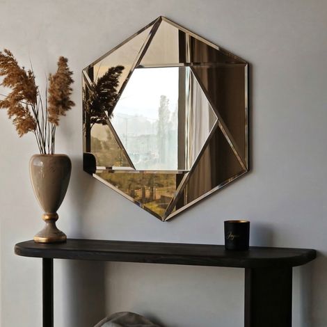 Espejo Cilíndrico Rombo, Pared, Transparente, 60x70h cm, Plata (1/5)