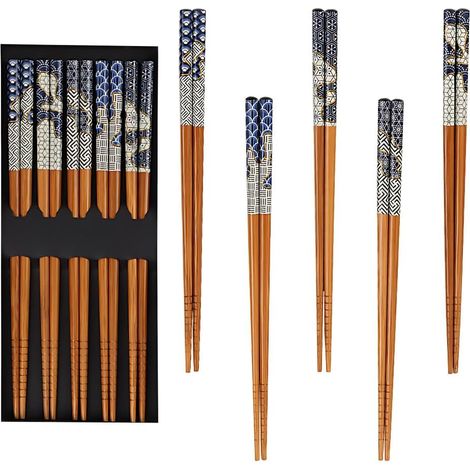 Baguettes - 10 Paires - Bambou Naturel - Design Carré Anti-dérapant - Cuisine Asiatique et Restaurant - 22,5 cm (1/5)