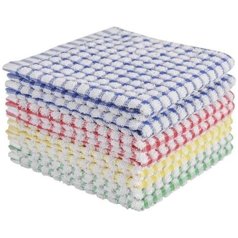 Chiffons à vaisselle pour laver la vaisselle de cuisine, chiffons à vaisselle super absorbants, chiffons de nettoyage en coton éponge, paquet de 8, 12x12 pouces