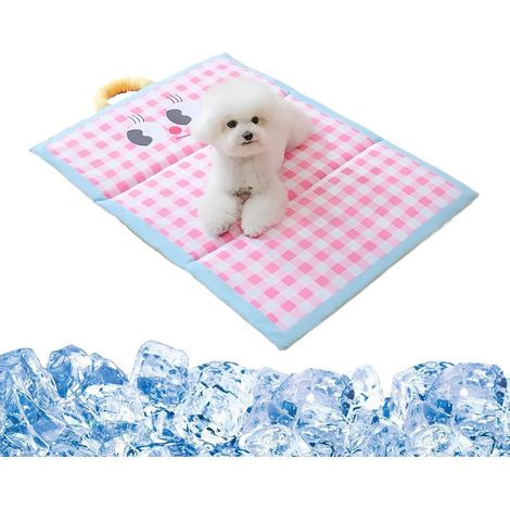 Tapis rafraîchissant pour chiens et chats de petite et moyenne taille - Lit d'été réversible avec housse imperméable, coussin pliable et portable (1/5)