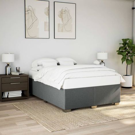 Cadre de lit sans matelas gris foncé 140x200 cm tissu (1/5)