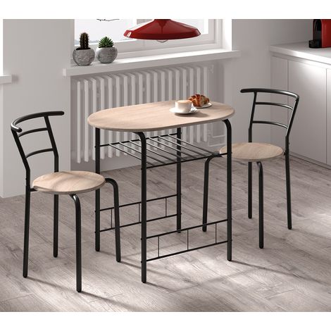 Ensemble table à manger avec 2 chaises noir et bois MAUD (1/5)