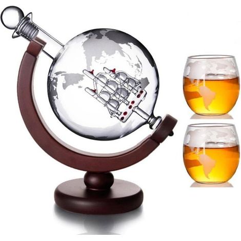 Carafe whisky sphérique avec 2 verres – Ensemble cadeau – Pour bar, maison (1/5)