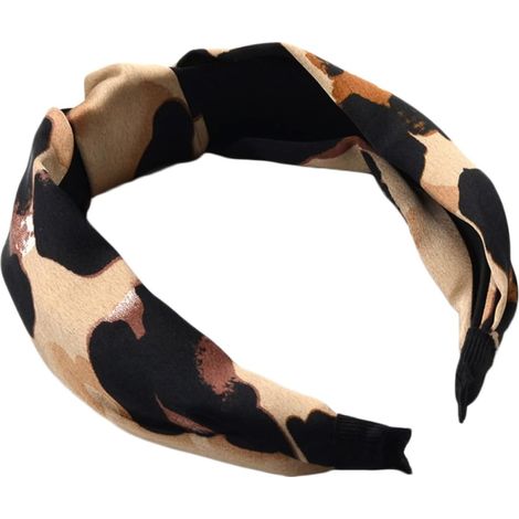 Leopard Print Satin Headband with Central Knot for Hair (1/5)