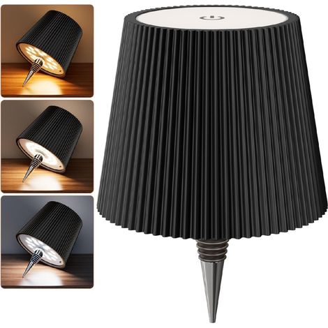 Lampe De Table En Forme De Bouteille - Rechargeable - 3 Températures De Couleur - Interrupteur Tactile - Étanche - Sans Fil - Noir (1/5)
