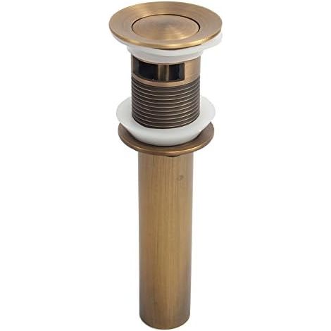 Bouchon de robinet de salle de bain sans trop-plein, Bonde de Vidange Pop-up avec Trop-Plein au Style Rétro en Laiton Vieilli, Accessoire de Salle de Bain (1/3)
