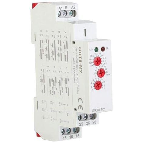 Relé temporizador multifuncional GRT8-M2 AC/DC 12V-240V con 10 funciones, montaje en riel DIN (1/5)