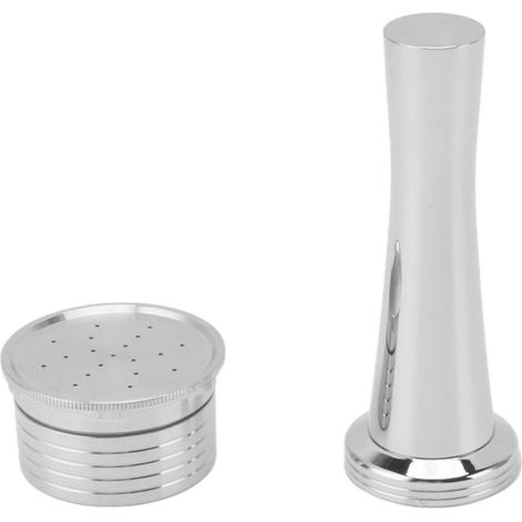 Capsules de café réutilisables en acier inoxydable, écologiques et rechargeables, avec cuillère, goupillon et marteau. (1/5)