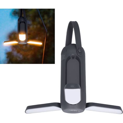 Wiederaufladbare Campinglampe (10.000 mAh), Notleuchte bei Stromausfall, Zeltlampe, Wanderlampe, Notfall-Reiselampe bei Hurrikanen – Dunkelgrau (1/5)