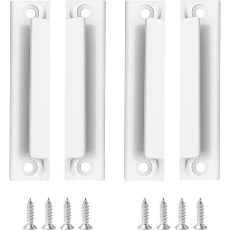 Lot de 4 Poignées de Porte de Balcon, Blanches Poignée de Porte Coulissante en Aluminium avec Vis, pour Fenêtres, Armoires et Tiroirs (1/5)
