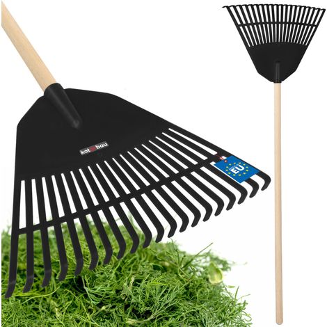 KOTARBAU® Rateau à Feuilles - Plastique - 45 cm - Noir - avec Manche - Râteau Jardin - Balai à Gazon - Ramasse Feuilles - Léger - Résistant - Entretien Jardin (1/5)