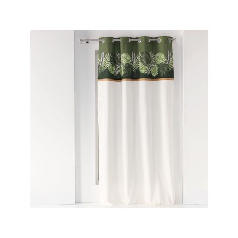 rideau a oeillets 140 x 240 cm coton uni+top imprime+jute guinee (1/3)