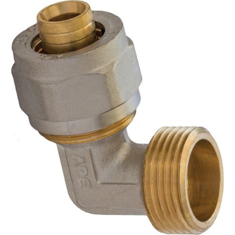 RACCORDO CURVO MASCHIO A STRINGERE TRE PEZZI PER TUBO MULTISTRATO MODELLO 753L - 1 Ø26 - APE