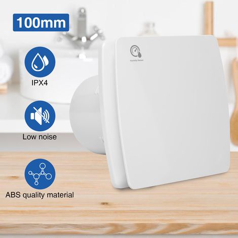 Randaco Ventilador de 100 mm, extractor de aire con válvula antirretorno, 95 m3/h, diseño moderno y aspecto estético para cuarto de baño, cocina, despacho, aseo, silencioso, garantía