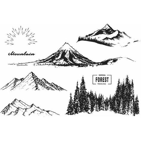 Tampon en silicone transparent pour scrapbooking DIY, embossage photo, neige montagne soleil (1/4)