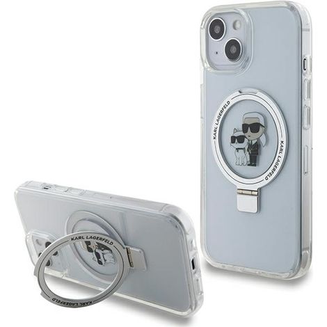 Karl Lagerfeld KLHMP15SHMRSKCH iPhone 15/ 14 / 13 6.1 blanco/blanco estuche rígido Soporte de anillo Karl&Choupette MagSafe (1/5)