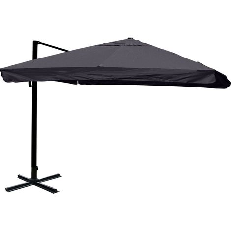 Parasol descentrado de 5 m – Lona de poliéster antracita – Estructura de aluminio/acero – Sin base 040007958