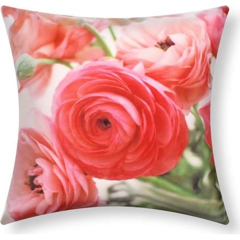 Housses de coussin - AVIZAR - Lot de 2 - 40x40 cm - Motif fleurs de rose - Élégance chic (1/5)