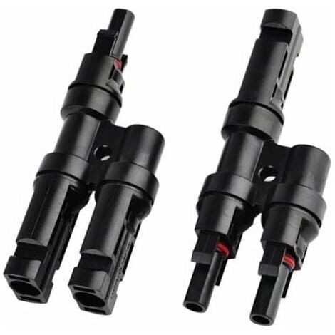 Connecteurs de Branchement MC4 pour Panneaux Solaires - Raccord en T / Y pour Distribution de Câbles (1/4)