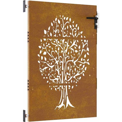 Portail de jardin,Portail de clôture,Portillon de jardin 85x125 cm acier corten conception de l'arbre CFW66869 (1/5)