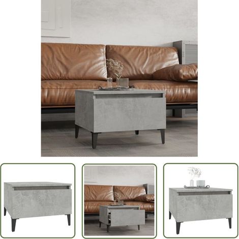 The Living Store Table d'appoint Gris béton 50x46x35 cm Bois d'ingénierie - Table D'appoint - Meuble Industriel - Table Basse - Table Design - Table Gris (1/5)