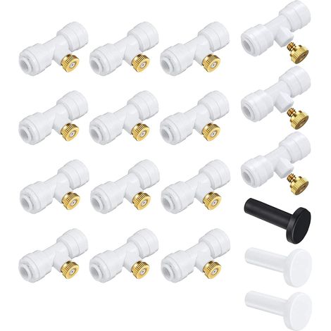 Système D'irrigation Système de Brumisateur Extérieur Kit, 15 pièces Buse de Pulvérisation en Laiton pour Jardin, Atomiseur Buse pour Jardin Terrasse Patio Bricolage, Blanc (1/5)
