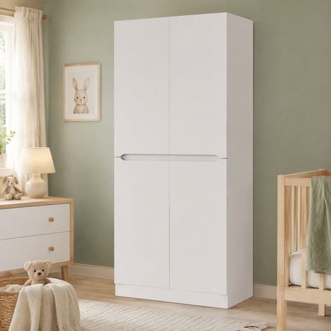 MEUBLIV Armoire 70 x 40 x 170 cm blanche et coloris bois – double porte avec rangements (1/5)