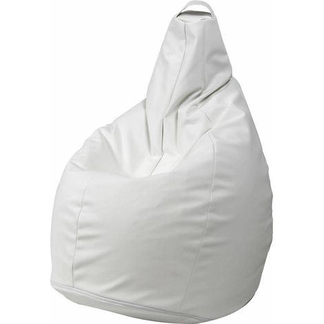 Dmora - Pouf Agordo, Mehrzwecksessel, Sitzsack, Hockerhocker, Made in Italy, 90x90 h120 cm, Weiß