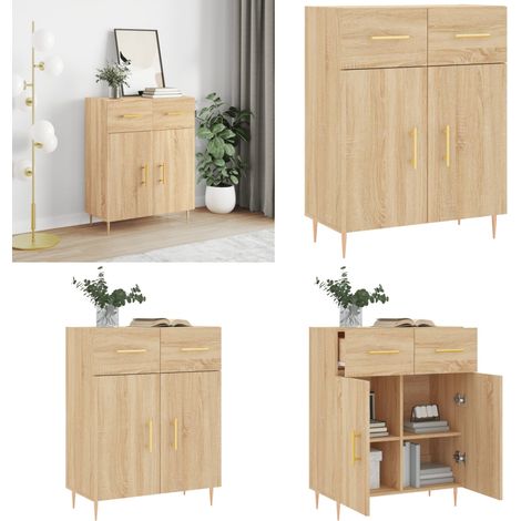Sideboard Sonoma-Eiche 69,5x34x90 cm Holzwerkstoff - Sideboard - Wohnzimmermöbel - Holzmöbel - Eichefarben - Schreibtisch - Home & Living (1/5)