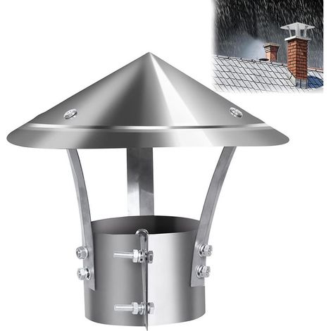Chapeau De Cheminée,Chapeau Capot Cheminée Chapeau Conduit De Fumée Chapeau De Cheminée Pare Pluie INOX,Anti-Pluie Et Neige,pour Cheminee Ou Fumisterie Poele Exterieur Tubage,Diameter 100mm (1/5)