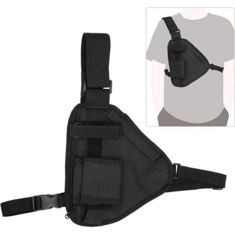 Sac de Talkie-walkie, 10,2x6,69 Pouces Pochette Radio Bidirectionnelle Portable Talkie-walkie Gilet Sac de Poitrine Pochette Noire (1/4)
