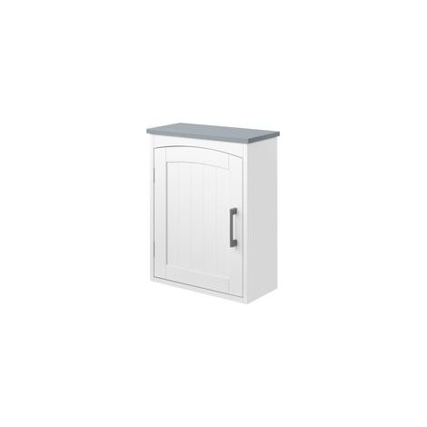 kleankin Meuble wc suspendu armoire à pharmacie murale armoire salle de bain rangement avec porte et étagère réglable - 41 x 18,5 x 52 cm - MDF - blanc