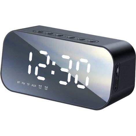 Bluetooth-Lautsprecher, dekorativer Spiegel, LED-Uhr, FM-Radio, Subwoofer (Musikplayer, Wecker)