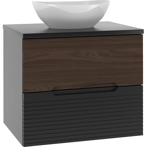 Mueble lavabo individual 60cm Sylla Negro y madera (1/4)