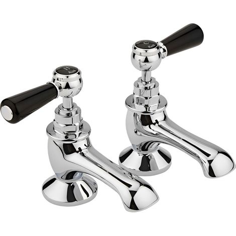 Hudson Reed Topaz Black Lever Bath Tap Hexagonal Collar (1/2)