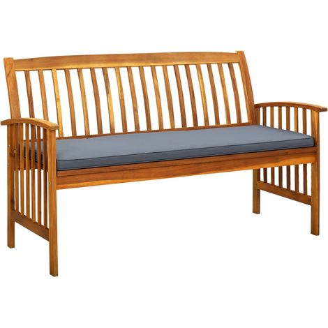 Gartenbank mit Kissen 147 cm Massivholz Akazie