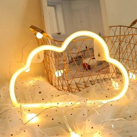 Enseignes lumineuses néon nuage, décoration murale, éclairage néon pour une décoration intérieure esthétique, alimentation USB/batterie (1/5)