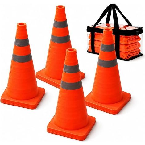 Foldable Traffic Cones, Orange Safety Cones with Reflective Strips, Foldable Traffic Safety Cones, Pop-up Cones for Road Safety (1/5)