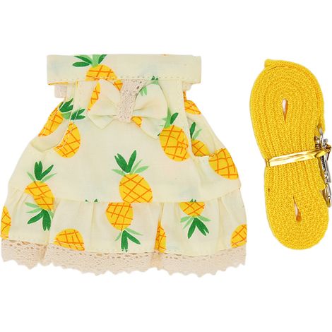 Ensemble de laisse pour robe de lapin toutes saisons, imprimé mignon, doux et réglable, petit harnais pour animaux de compagnie, pour hamster, furets, cochons d'Inde, S jaunes Ananas (1/5)