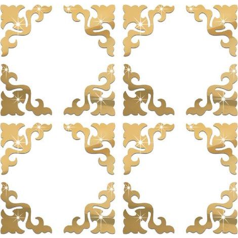 Miroir en Plastique Filigrane Stickers Muraux Décoration de Meubles Acrylique Autocollants Décoratifs Mural Or 10x10cm16pcs (1/5)