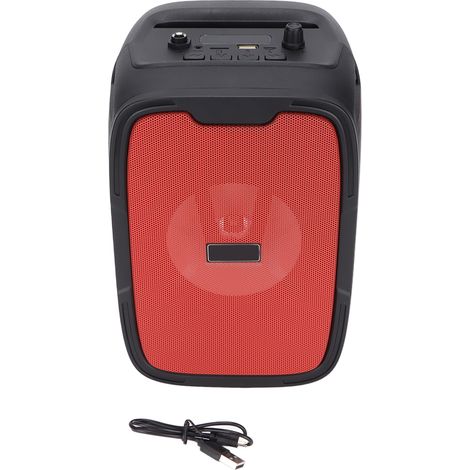 Enceinte Bluetooth portable sans fil avec caisson de basses Super Bass et radio FM pour karaoké en extérieur, 12,7 cm (5 pouces), rouge