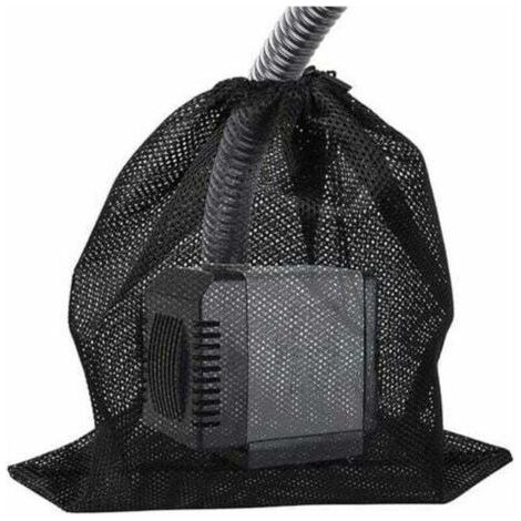 Pump Filter Bag with Drawstring, Water Pump Filter Bag Pond Pump Filter Bag Filter Net Bag Accessories Aquarium Filtration and Outdoor Swimming Pool 45x45cm Black (1/4)