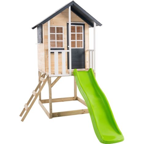 Maisonnette modulable sur pilotis avec balcon et glissière JACINTHES en bois FSC®