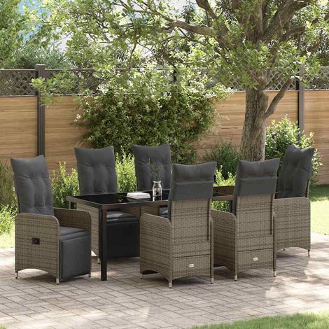 Conjunto de Comedor de Jardín 7 pcs Gris ratán sintético vidaXL (1/5)
