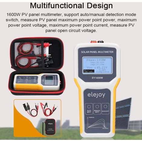 1600W Photovoltaic Panel Multimeter Solar MPPT Tester Open Circuit Test Device Maximum Point Current Display with Retrace (1/5)