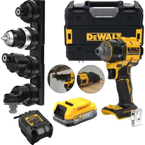 Dewalt 18v DCD803N XR Brushless 4 x Multi Head Drill 1/4"" Hex - 1 x Powerstack (1/5)