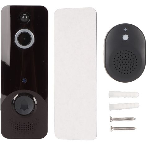 Sonnette vidéo avec audio bidirectionnel, vidéo HD, vision nocturne, sans fil, intelligente, Wi-Fi, pour la surveillance intérieure et extérieure. Brilvibera (1/5)