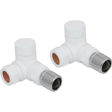 Warmehaus Corner Towel Radiator Valves 15mm Twin Pack White