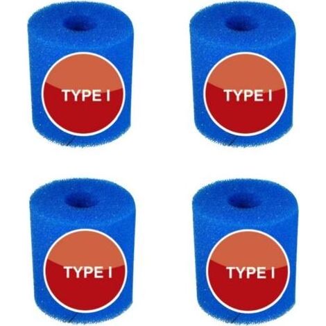 4pcs Cartouche filtrante réutilisable en mousse bleue pour piscine, 8,8 x 7,8 cm, type I,pour l'entretien du système de filtre à sable (I) (1/5)