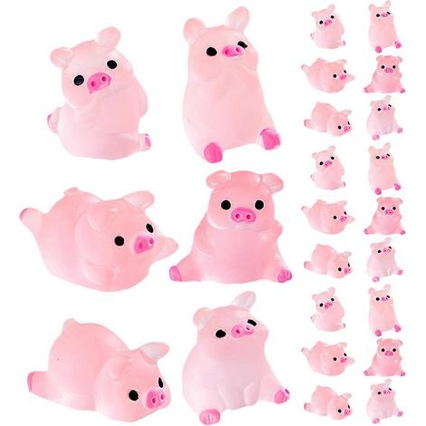 Cochon miniature phosphorescent en résine lumineuse, ornement décoratif pour centre de table, accessoires de jardin féerique, 24 pièces (1/4)